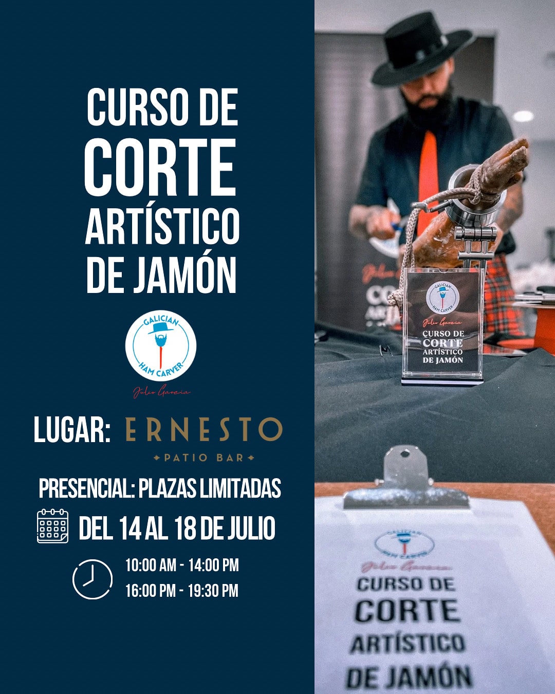 Curso de Corte Artístico de Jamón, Julio García realizando corte profesional