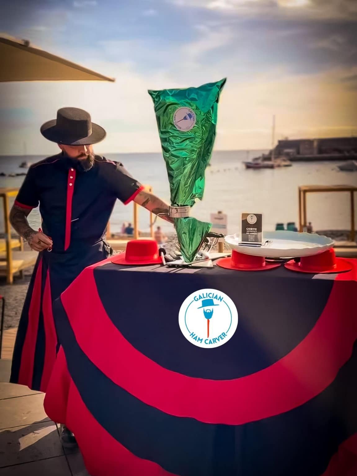 Corte de jamón para bodas de destino en México Cortador de jamón para bodas y resorts en México