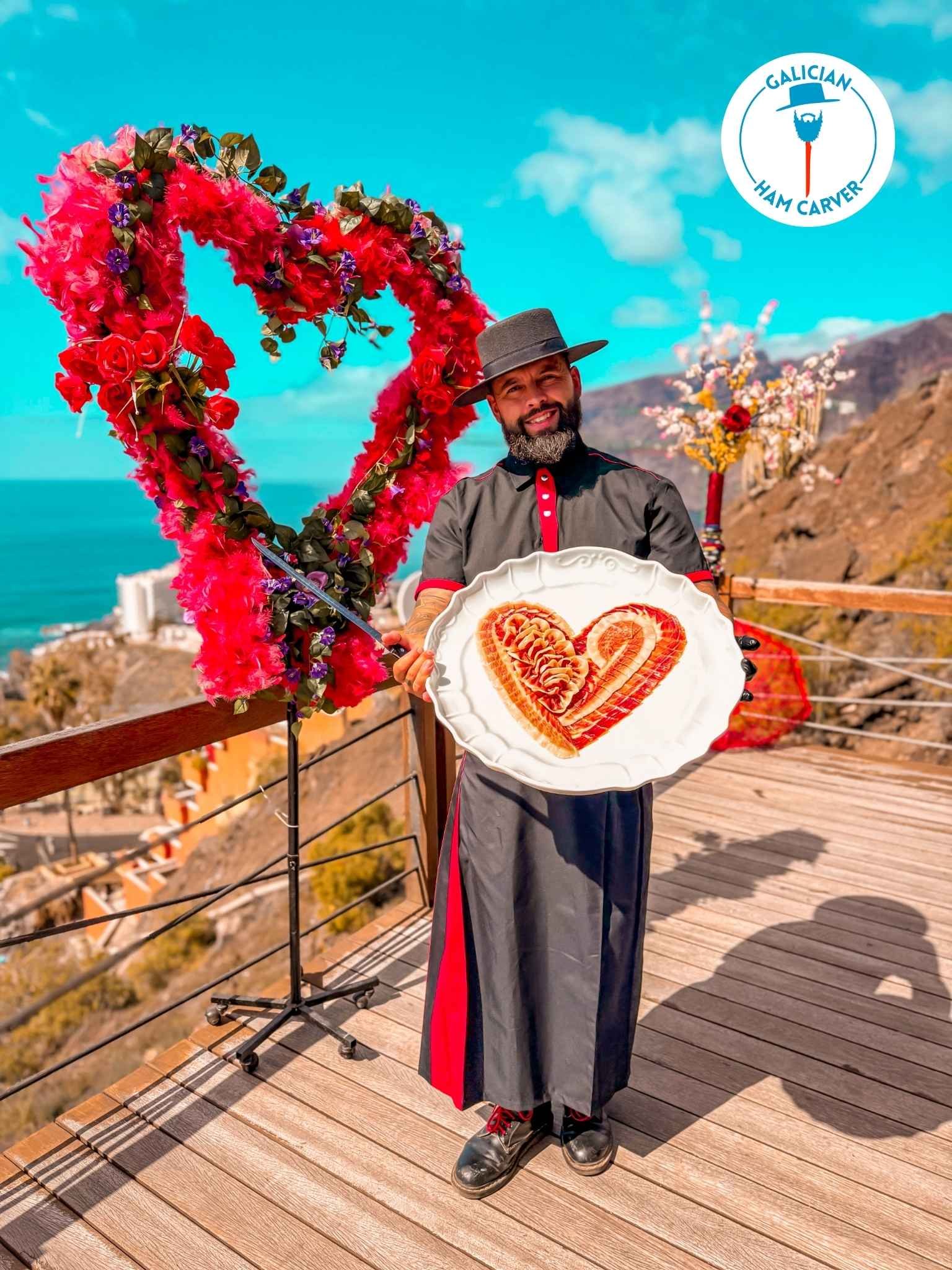 Emplatado artístico de jamón para bodas en México Plato artístico de jamón ibérico para bodas en México