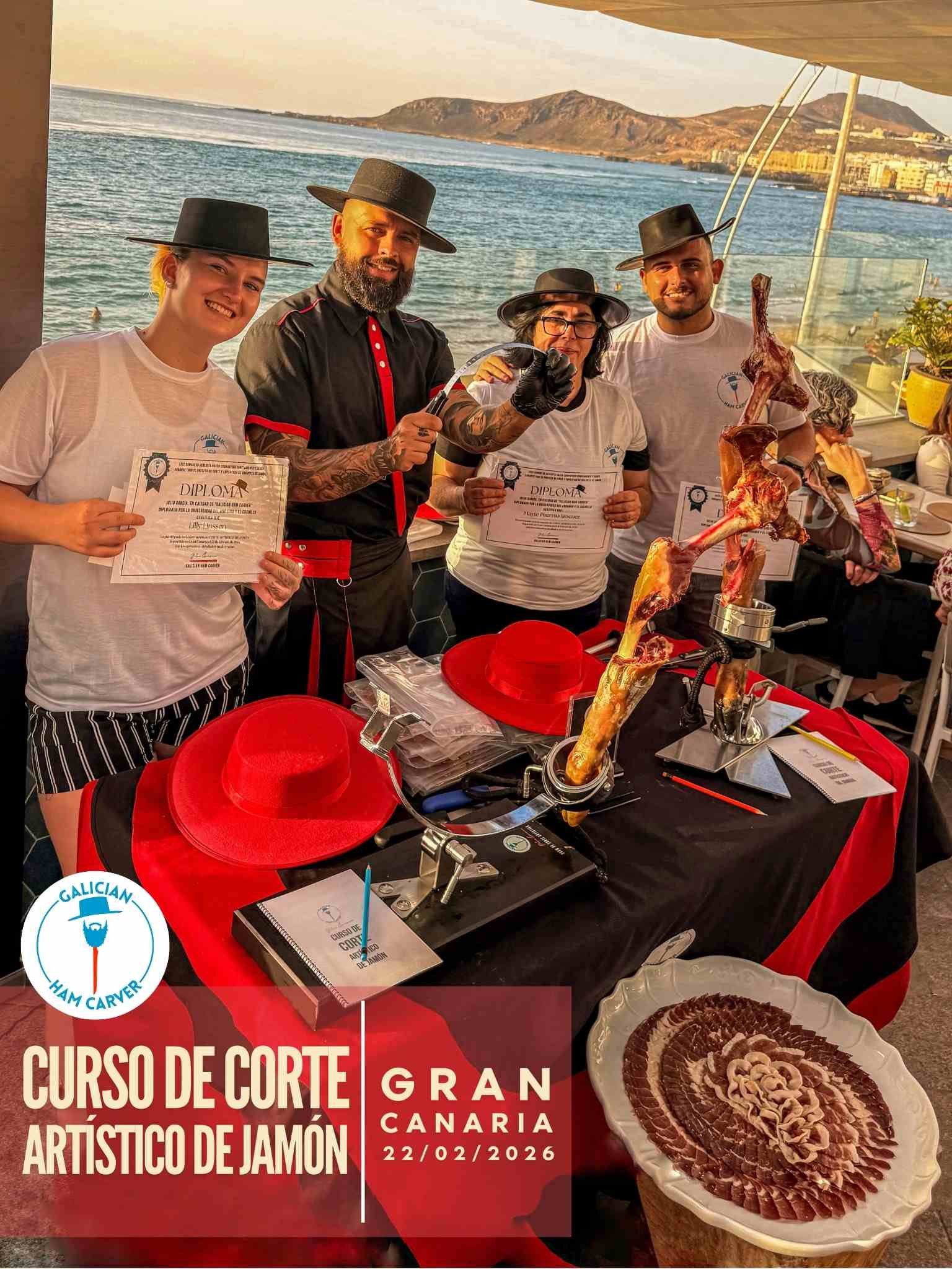Curso de corte artístico de jamón en Gran Canaria Canarias con Julio García Galician Ham Carver